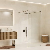Душевая перегородка WasserKraft Vechte 60W40BN, 120 см, свободный вход, стекло прозрачное, профиль никель