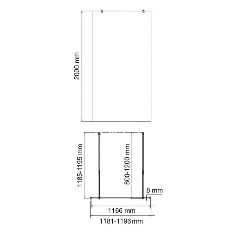 Душевая перегородка WasserKraft Vechte 60W40BN-FL, 120 см, свободный вход, стекло рифлёное, никель