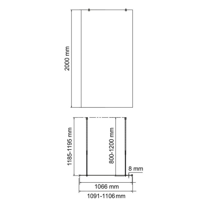 Душевая перегородка WasserKraft Vechte 60W44PG-FL, 100 см, свободный вход, стекло рифлёное, золото