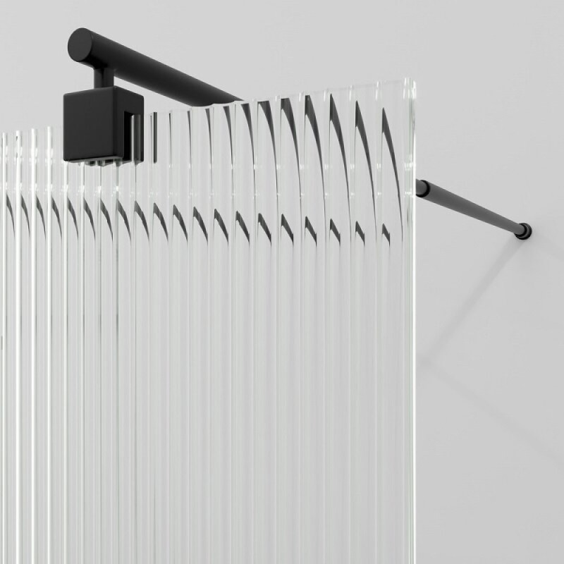 Душевая перегородка WasserKraft Vechte 60W46MB-FL, 110 см, свободный вход, стекло рифлёное, чёрный матовый
