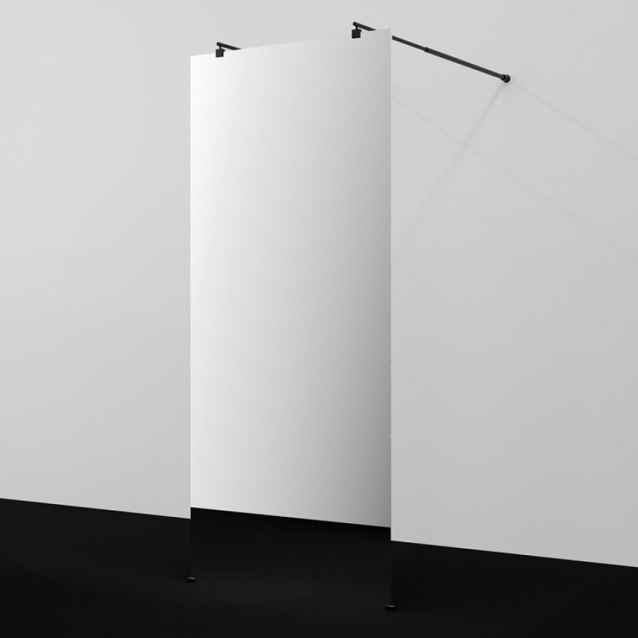 Душевая перегородка WasserKraft Vechte 60W46MB-MR, 110 см, свободный вход, стекло зеркальное, чёрный матовый