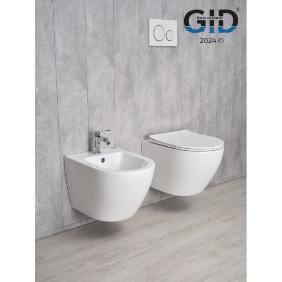 Подвесной унитаз Gid Convexo Tr2198 61107Y, безободковый, с сиденьем микролифт, белый