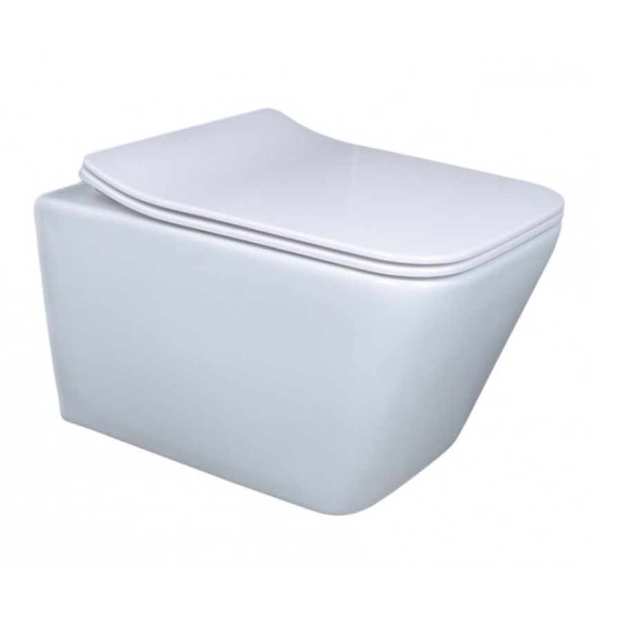 Подвесной унитаз Gid Cuadrado Tr2144 61109Y, безободковый, с сиденьем микролифт, белый