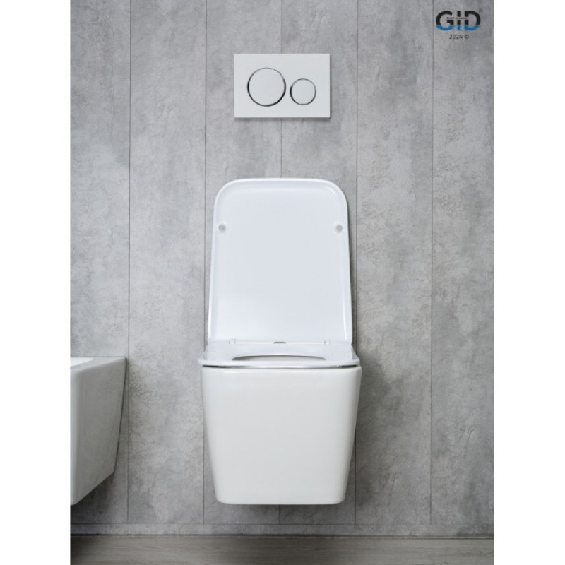 Подвесной унитаз Gid Cuadrado Tr2144 61109Y, безободковый, с сиденьем микролифт, белый
