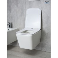 Подвесной унитаз Gid Cuadrado Tr2144 61109Y, безободковый, с сиденьем микролифт, белый