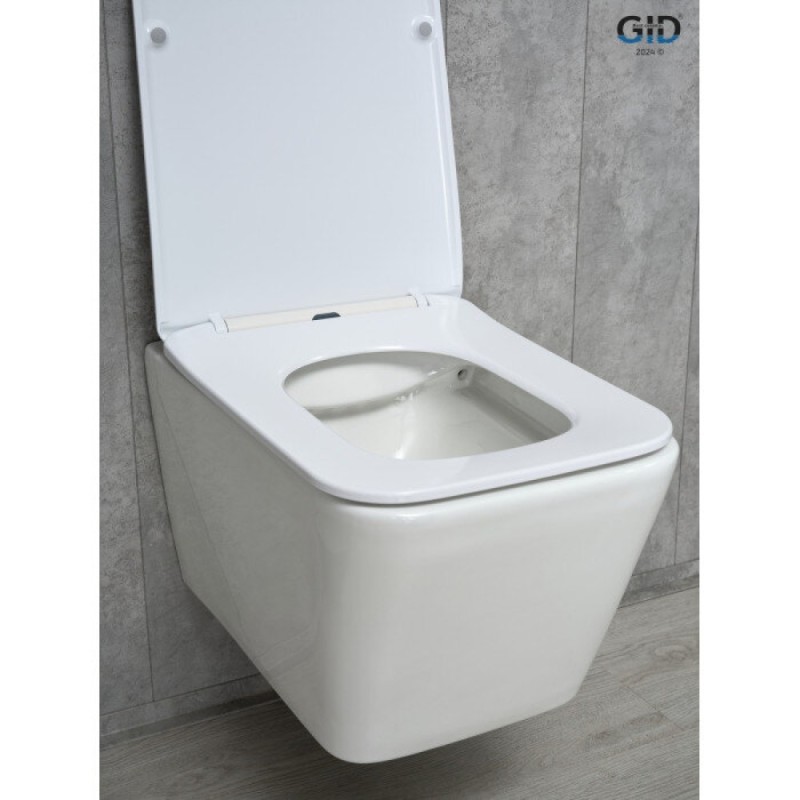Подвесной унитаз Gid Cuadrado Tr2144 61109Y, безободковый, с сиденьем микролифт, белый