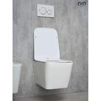 Подвесной унитаз Gid Cuadrado Tr2144 61109Y, безободковый, с сиденьем микролифт, белый