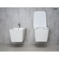Подвесной унитаз Gid Cuadrado Tr2144 61109Y, безободковый, с сиденьем микролифт, белый