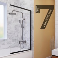 Стеклянная шторка на ванну WasserKraft Dill 61S, распашная, двухстворчатая, 61S02-100WS
