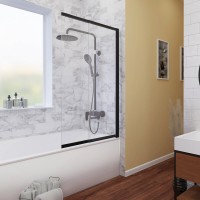 Шторка на ванну WasserKraft Dill 61S02-80WS, 80 х 140 см, стекло прозрачное, профиль черный матовый