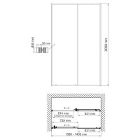 Душевая дверь WasserKRAFT Dill, универсальная, 140 х 200 см, 61S31