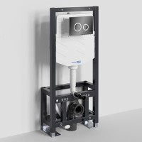 Инсталляция для унитаза WasserKraft Dill 61TLT.010.ME.PB01, механическая клавиша черная, ободки хром