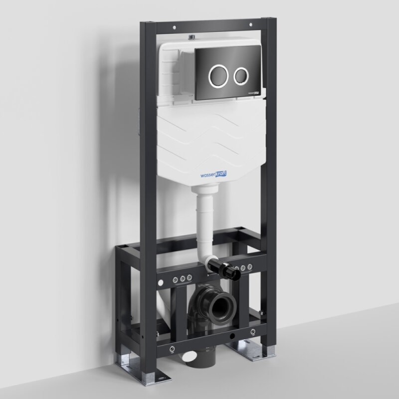 Инсталляция для унитаза WasserKraft Dill 61TLT.010.ME.PB01, механическая клавиша черная, ободки хром