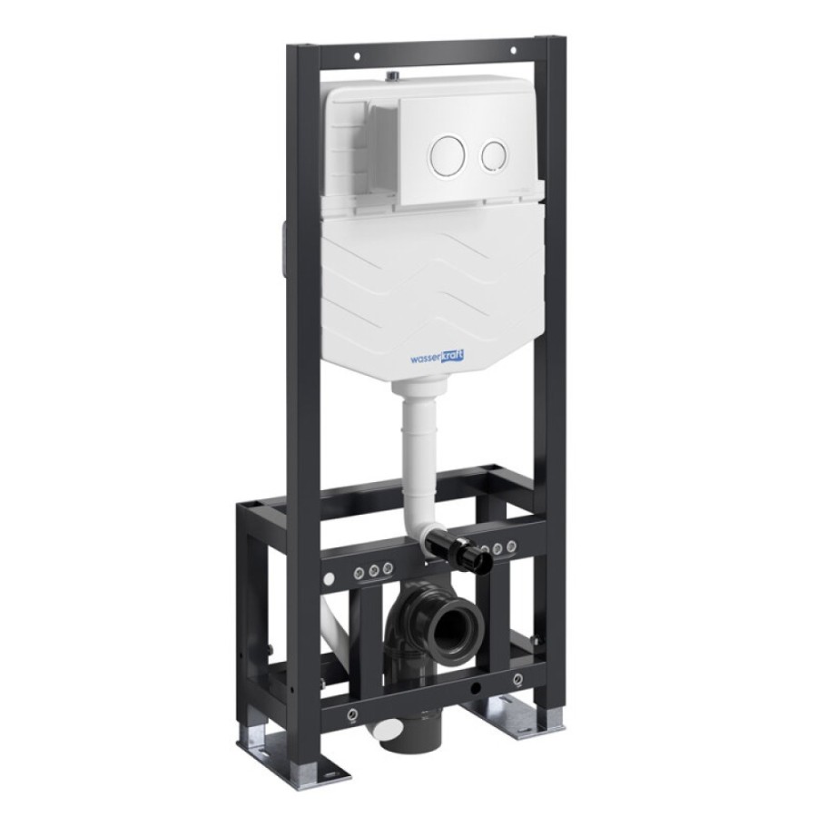 Инсталляция для унитаза WasserKraft Dill 61TLT.010.ME.WH01, механическая клавиша белая, ободки хром