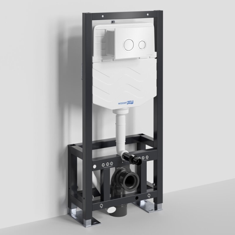 Инсталляция для унитаза WasserKraft Dill 61TLT.010.ME.WH01, механическая клавиша белая, ободки хром