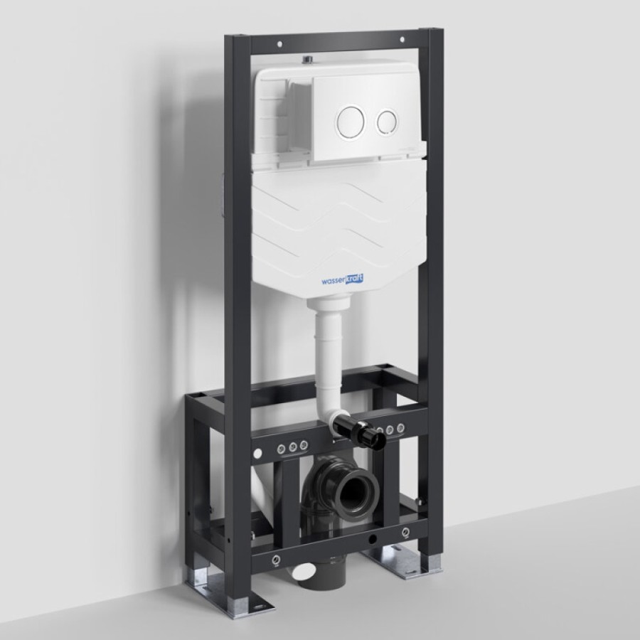 Инсталляция для унитаза WasserKraft Dill 61TLT.010.ME.WH01, механическая клавиша белая, ободки хром