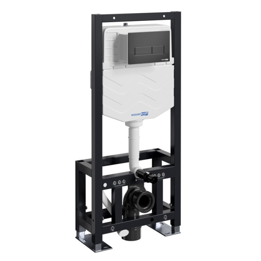 Инсталляция для унитаза WasserKraft Dill 61TLT.010.ME.MB03, механическая клавиша черная матовая