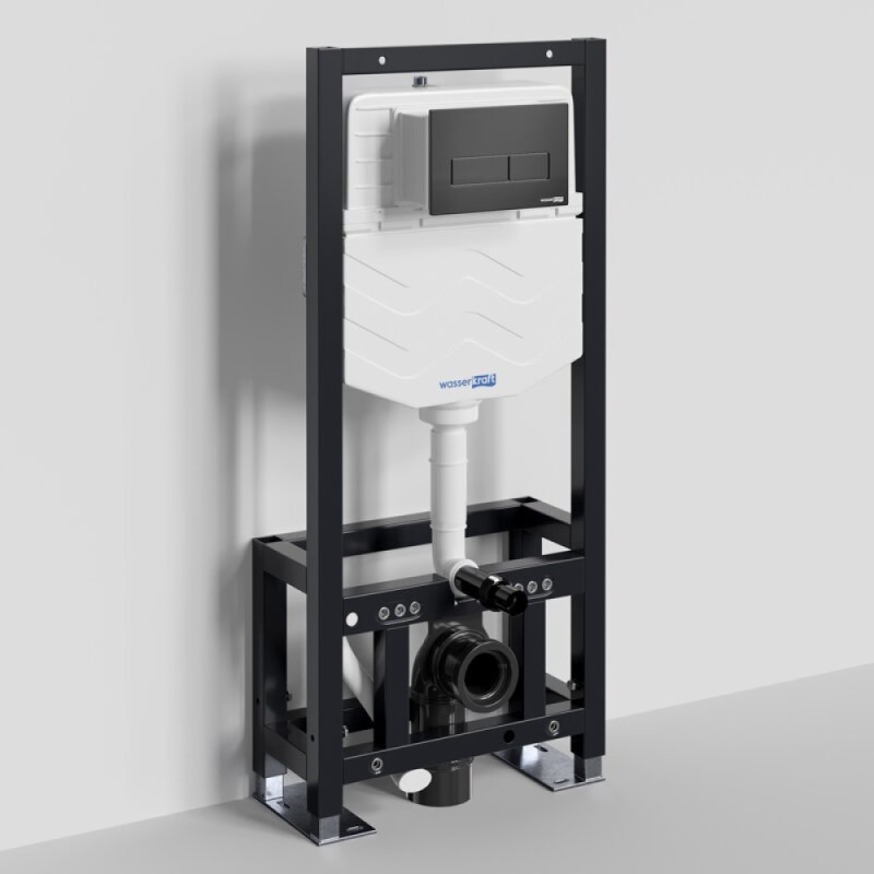 Инсталляция для унитаза WasserKraft Dill 61TLT.010.ME.MB03, механическая клавиша черная матовая