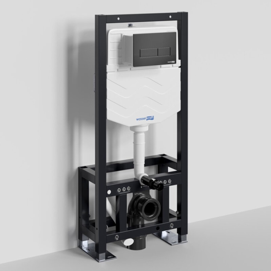 Инсталляция для унитаза WasserKraft Dill 61TLT.010.ME.MB03, механическая клавиша черная матовая