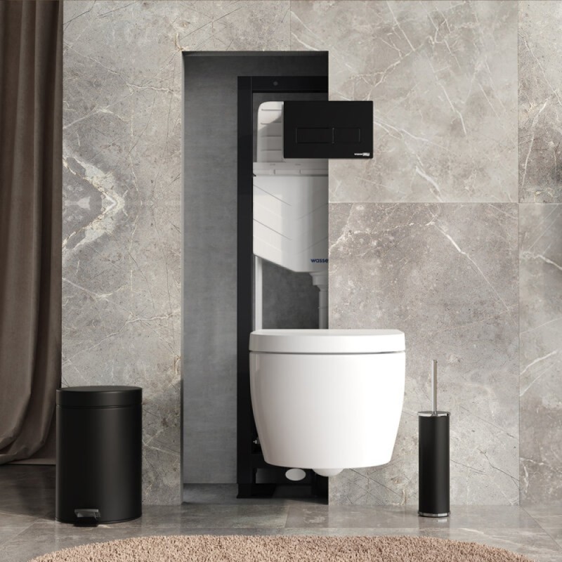 Инсталляция для унитаза WasserKraft Dill 61TLT.010.ME.MB03, механическая клавиша черная матовая