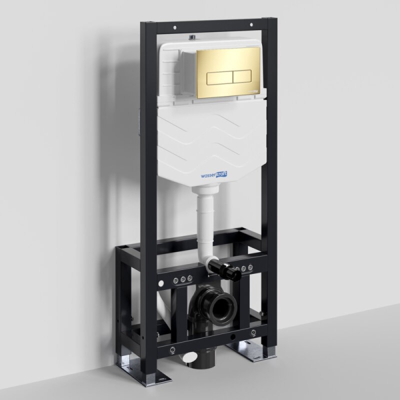 Инсталляция для унитаза WasserKraft Dill 61TLT.010.ME.PG03, механическая клавиша золото глянцевое