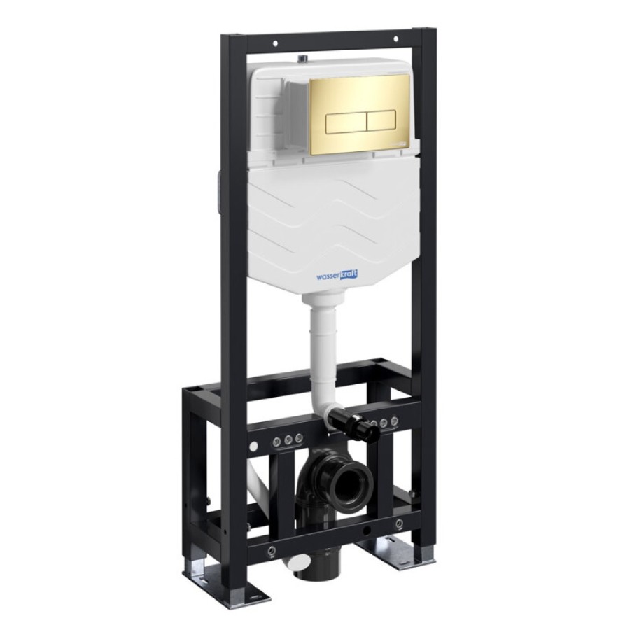 Инсталляция для унитаза WasserKraft Dill 61TLT.010.ME.PG03, механическая клавиша золото глянцевое