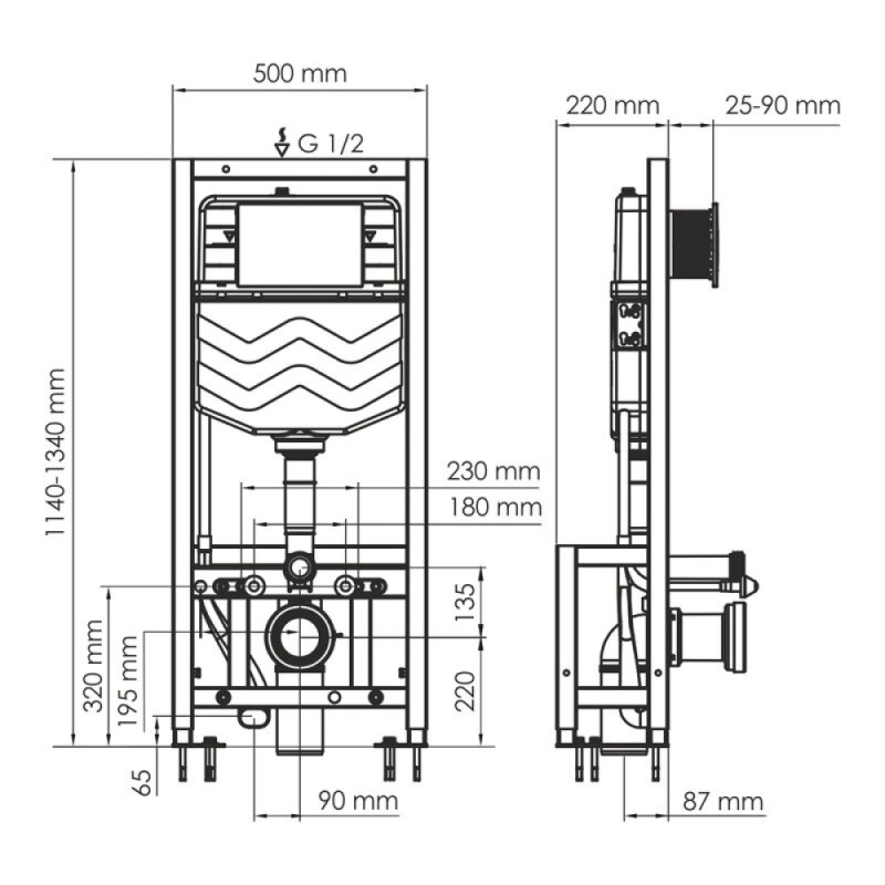 Инсталляция для унитаза WasserKraft Dill 61TLT.010.ME.BN04, механическая клавиша никель