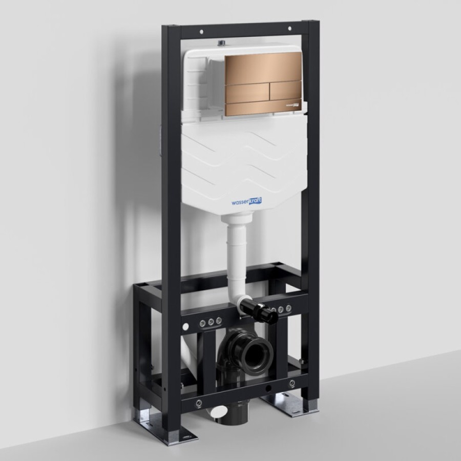 Инсталляция для унитаза WasserKraft Dill 61TLT.010.ME.RG04, механическая клавиша золото розовое