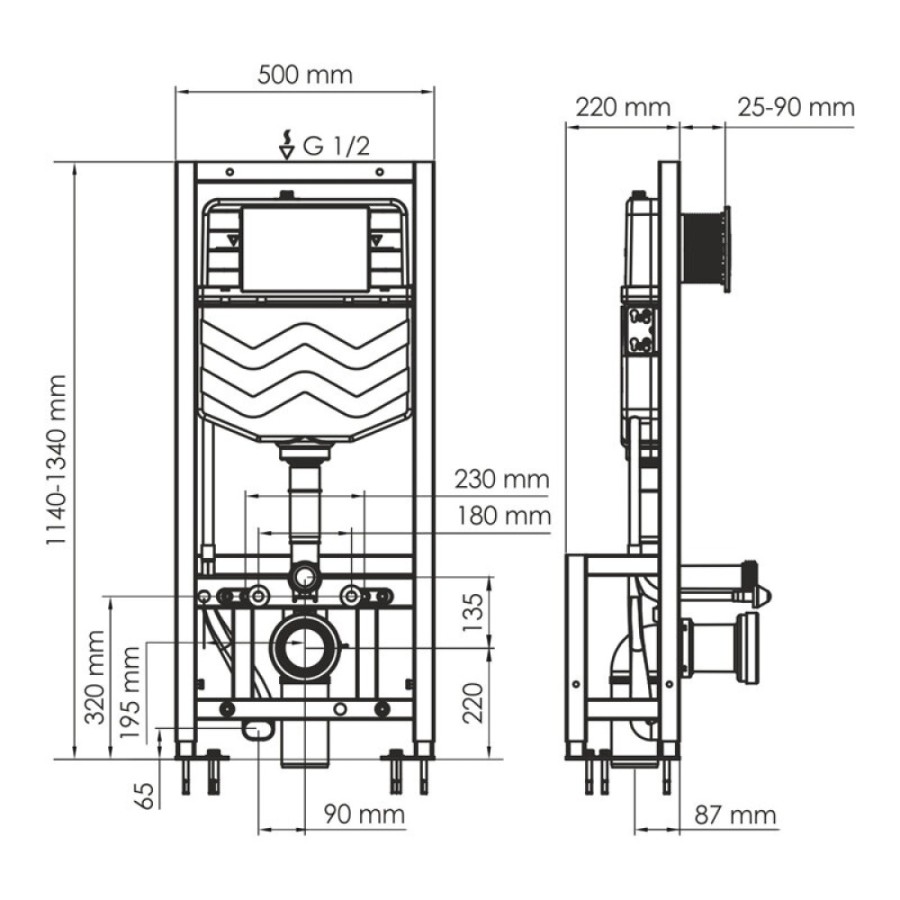 Инсталляция для унитаза WasserKraft Dill 61TLT.010.ME.RG04, механическая клавиша золото розовое
