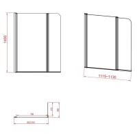 Шторка для ванны Cersanit Easy 140 x115 см двойная прозрачная, хром, P-PN-EASY*115-n, 62007