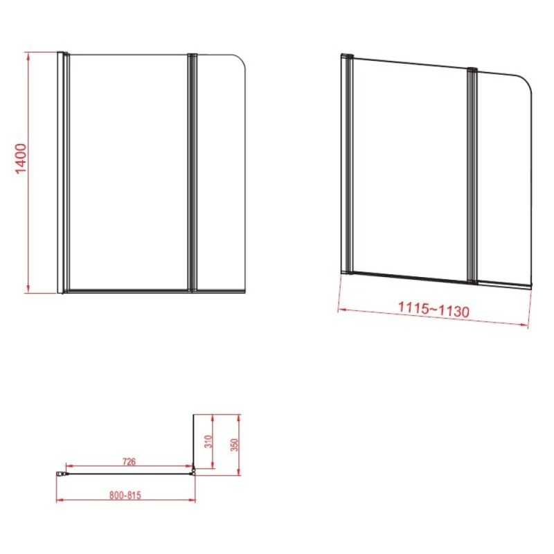 Шторка для ванны Cersanit Easy 140 x115 см двойная прозрачная, хром, P-PN-EASY*115-n, 62007
