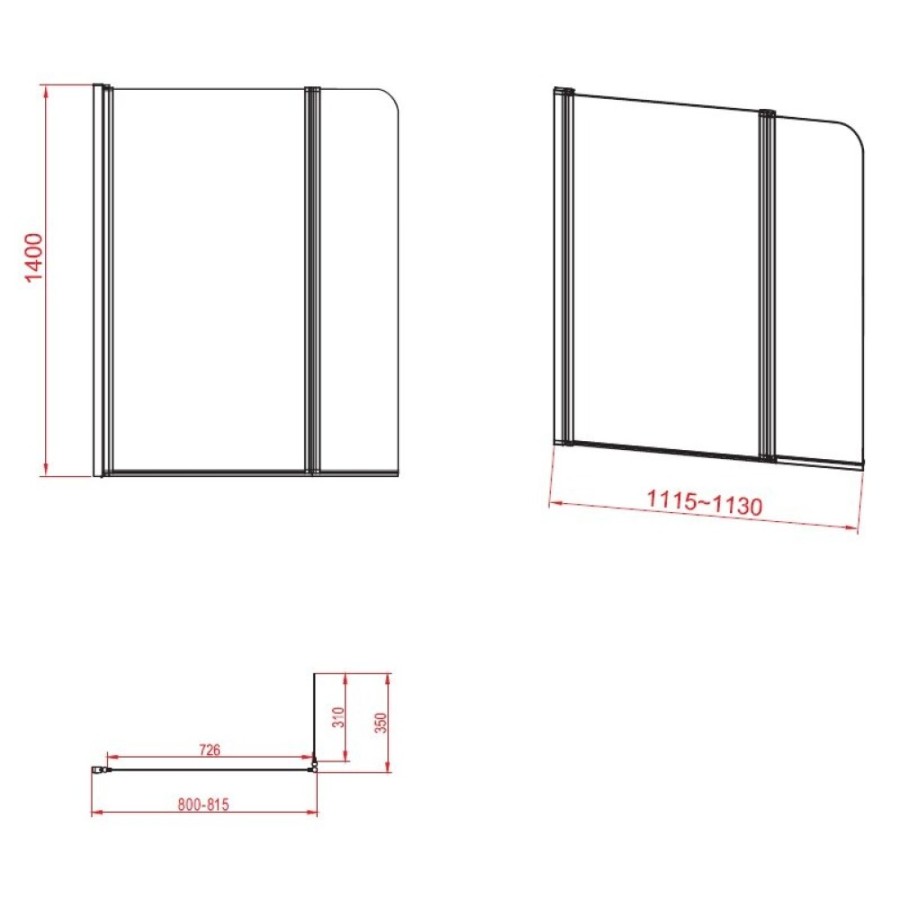 Шторка для ванны Cersanit Easy 140 x115 см двойная прозрачная, хром, P-PN-EASY*115-n, 62007