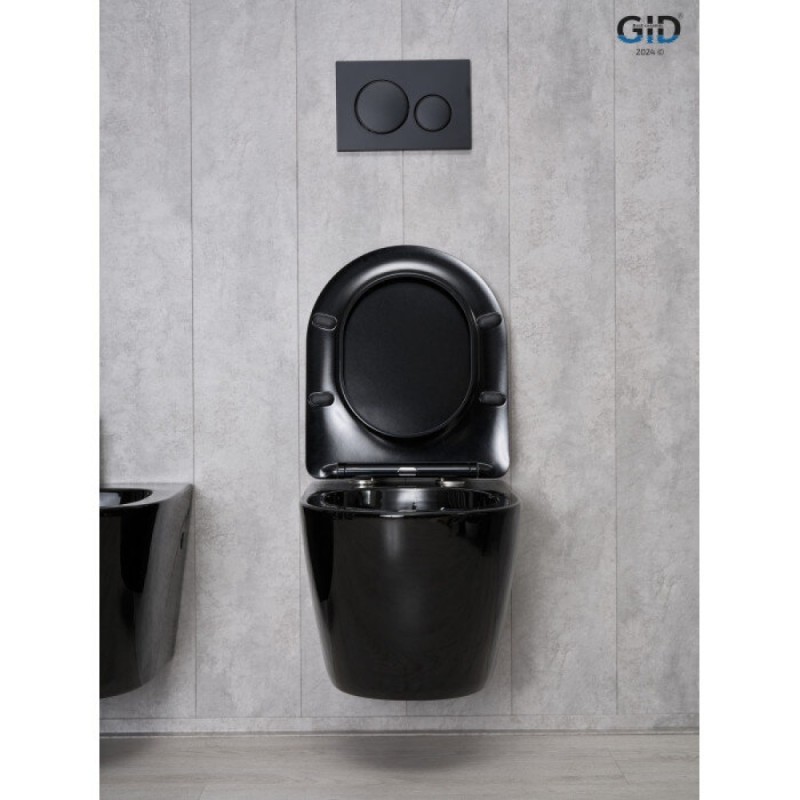 Подвесной унитаз Gid Convexo Tr2198-18 62204Y, безободковый, с сиденьем микролифт, черный