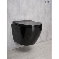 Подвесной унитаз Gid Convexo Tr2198-18 62204Y, безободковый, с сиденьем микролифт, черный