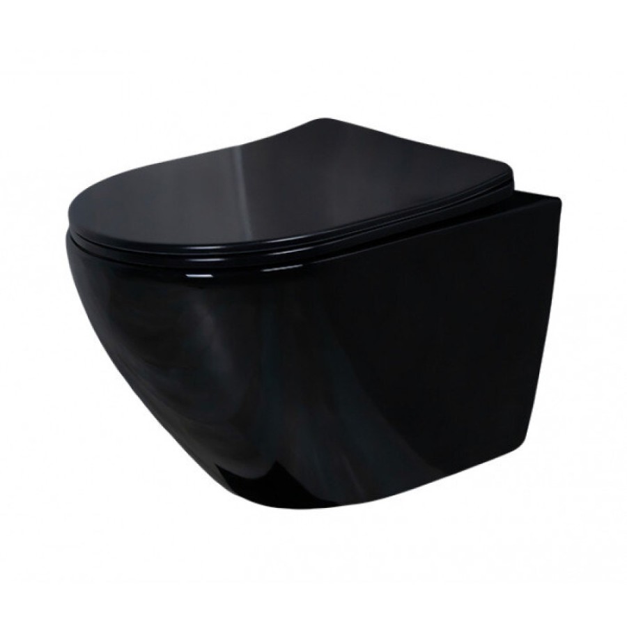 Подвесной унитаз Gid Convexo Tr2198-18 62204Y, безободковый, с сиденьем микролифт, черный