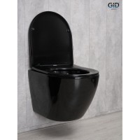 Подвесной унитаз Gid Convexo Tr2198-18 62204Y, безободковый, с сиденьем микролифт, черный