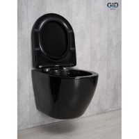 Подвесной унитаз Gid Convexo Tr2198-18 62204Y, безободковый, с сиденьем микролифт, черный