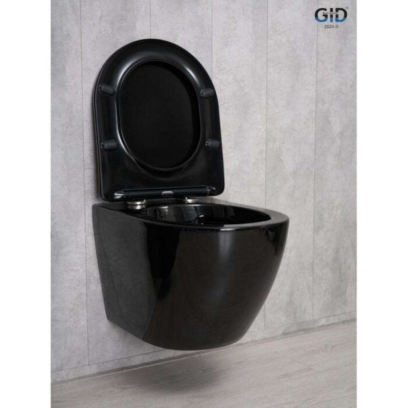 Подвесной унитаз Gid Convexo Tr2198-18 62204Y, безободковый, с сиденьем микролифт, черный