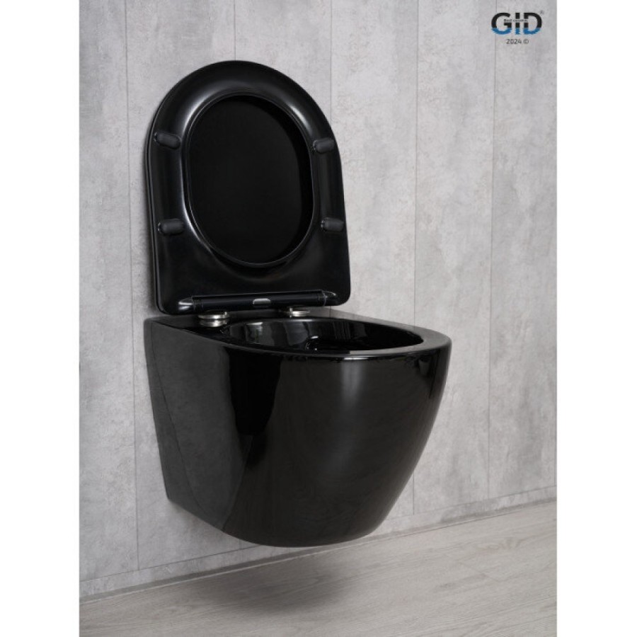 Подвесной унитаз Gid Convexo Tr2198-18 62204Y, безободковый, с сиденьем микролифт, черный