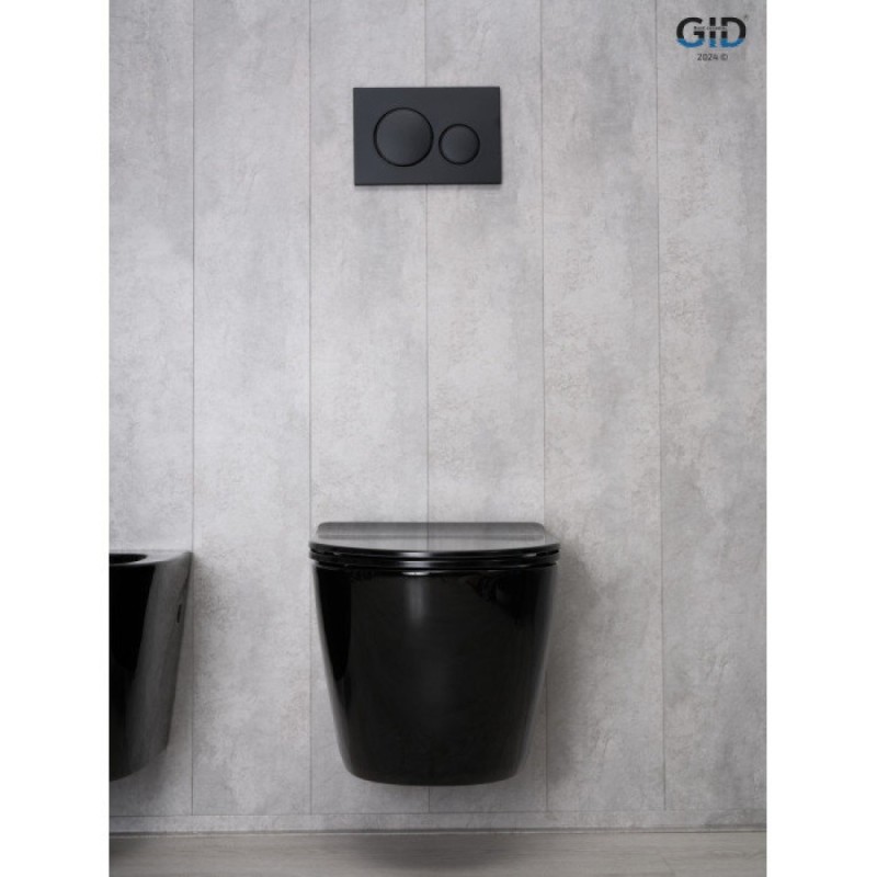 Подвесной унитаз Gid Convexo Tr2198-18 62204Y, безободковый, с сиденьем микролифт, черный