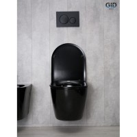 Подвесной унитаз Gid Convexo Tr2198-18 62204Y, безободковый, с сиденьем микролифт, черный