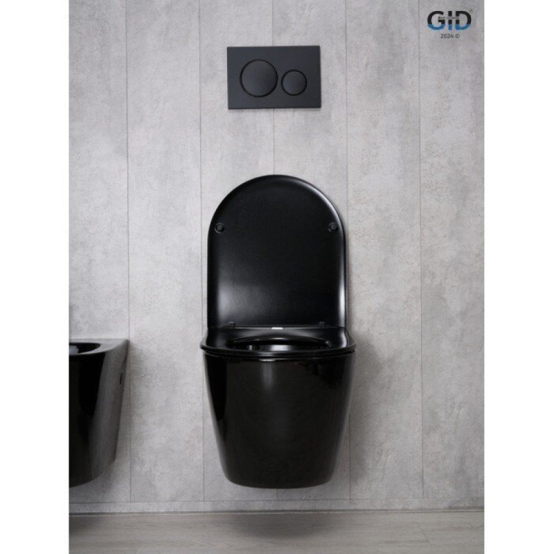 Подвесной унитаз Gid Convexo Tr2198-18 62204Y, безободковый, с сиденьем микролифт, черный