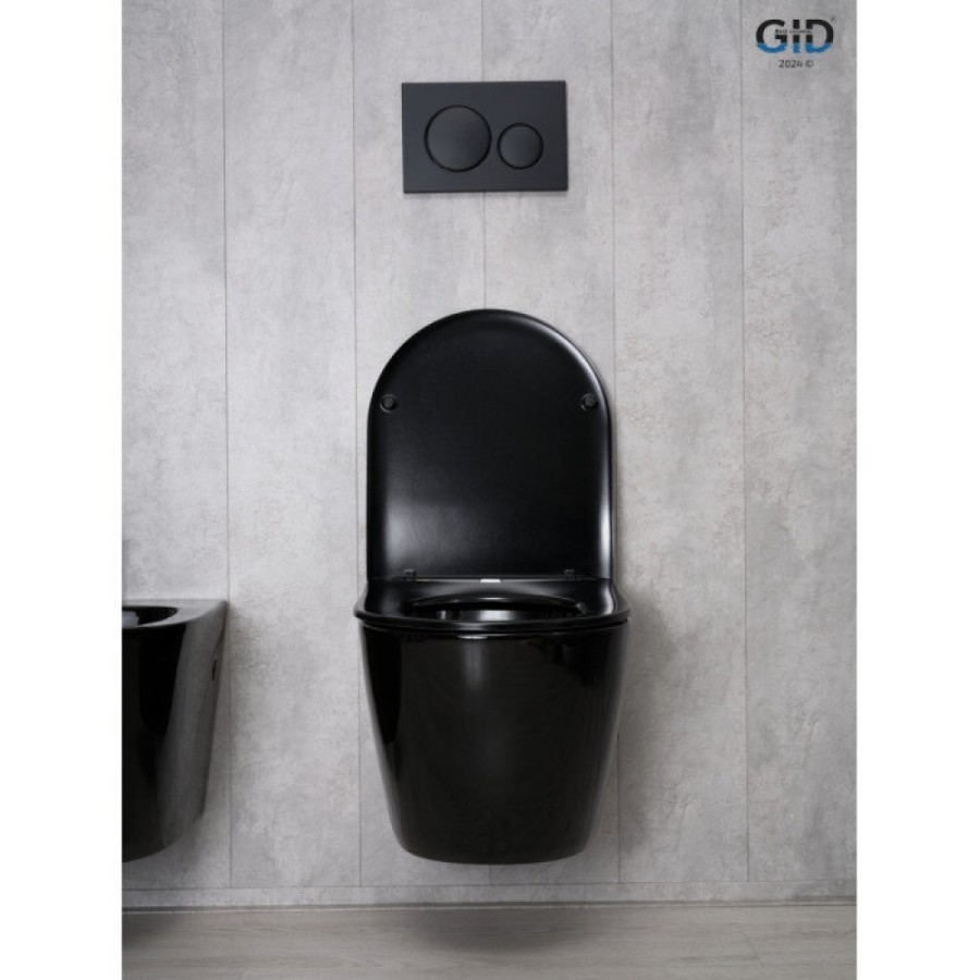 Подвесной унитаз Gid Convexo Tr2198-18 62204Y, безободковый, с сиденьем микролифт, черный