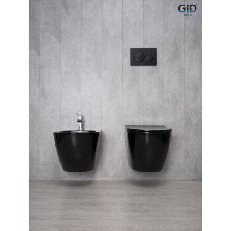 Подвесной унитаз Gid Convexo Tr2198-18 62204Y, безободковый, с сиденьем микролифт, черный