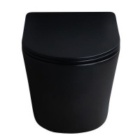 Подвесной унитаз Gid Cortado Tr2130bm 62205Y, безободковый, с сиденьем микролифт, черный матовый