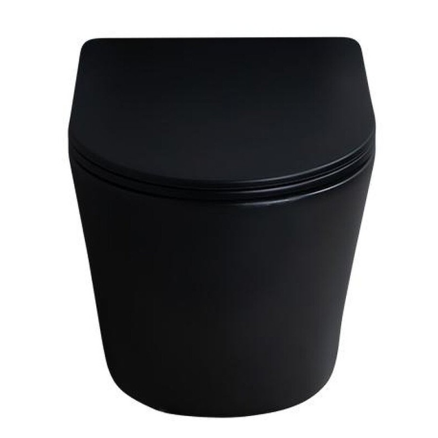 Подвесной унитаз Gid Cortado Tr2130bm 62205Y, безободковый, с сиденьем микролифт, черный матовый