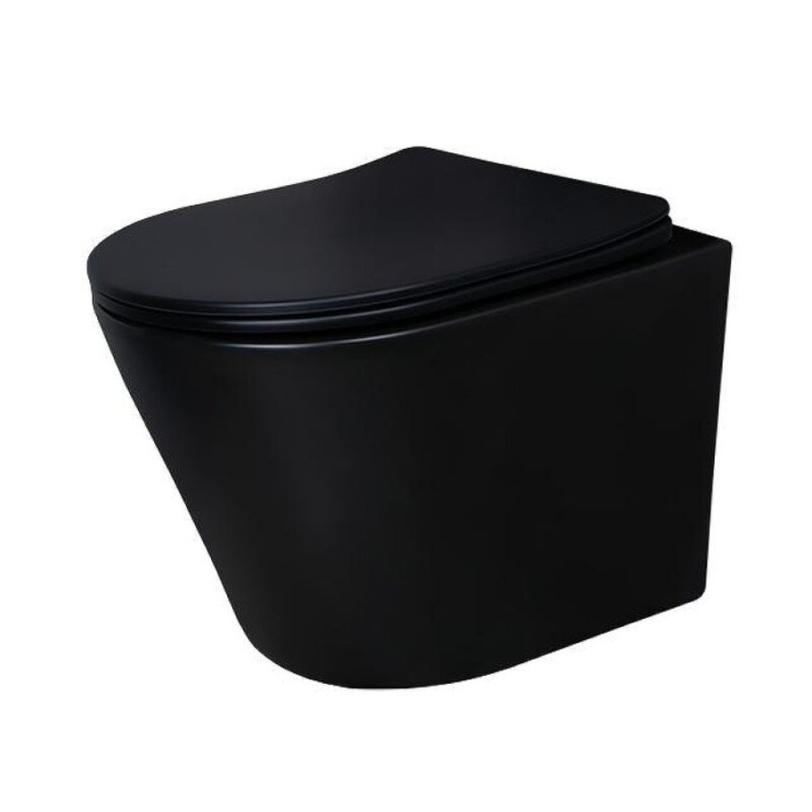 Подвесной унитаз Gid Cortado Tr2130bm 62205Y, безободковый, с сиденьем микролифт, черный матовый