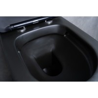Подвесной унитаз Gid Cortado Tr2130bm 62205Y, безободковый, с сиденьем микролифт, черный матовый
