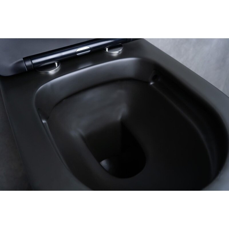 Подвесной унитаз Gid Cortado Tr2130bm 62205Y, безободковый, с сиденьем микролифт, черный матовый