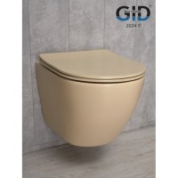 Подвесной унитаз Gid Convexo Sr2198 62210Y, безободковый, с сиденьем микролифт, светло-коричневый матовый